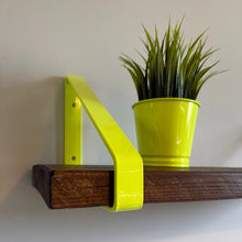 Load image into Gallery viewer, Luminous Yellow Triangle Heavy Duty Metal Shelf Bracket - Unique Metalcraft