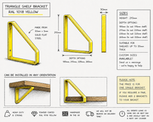 Load image into Gallery viewer, Yellow Triangle Heavy Duty Metal Shelf Bracket - Unique Metalcraft