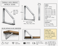 Load image into Gallery viewer, Metallic Silver Triangle Heavy Duty Metal Shelf Bracket