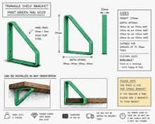 Load image into Gallery viewer, Mint Green - Ral 6029 Triangle Heavy Duty Metal Shelf Bracket
