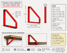 Load image into Gallery viewer, Red - Ral 3020 Triangle Heavy Duty Metal Shelf Bracket - Unique Metalcraft