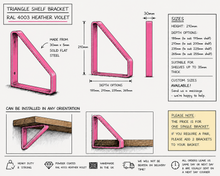 Load image into Gallery viewer, Pink - Ral 4003 Triangle Heavy Duty Metal Shelf Bracket - Unique Metalcraft