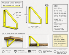 Load image into Gallery viewer, Luminous Yellow Triangle Heavy Duty Metal Shelf Bracket - Unique Metalcraft