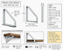 Load image into Gallery viewer, Light Grey - Ral 7035 Triangle Heavy Duty Metal Shelf Bracket