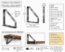 Load image into Gallery viewer, Raw Steel - Gloss Lacquer - Triangle Heavy Duty Metal Shelf Bracket
