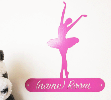 Dancing Ballerina - Personalised childs bedroom sign - Unique Metalcraft