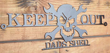 Load image into Gallery viewer, 'Keep Out Dad's Shed' Sign Metal Wall Art - Unique Metalcraft