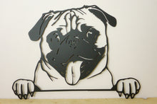Load image into Gallery viewer, Pug Peeping Dog Wall Art / Garden Art - Unique Metalcraft