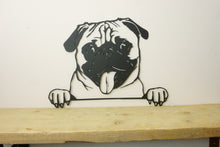 Load image into Gallery viewer, Pug Peeping Dog Wall Art / Garden Art - Unique Metalcraft