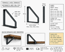 Load image into Gallery viewer, Anthracite Grey - Ral 7016 Triangle Heavy Duty Metal Shelf Bracket
