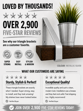 Load image into Gallery viewer, Metallic Silver Triangle Heavy Duty Metal Shelf Bracket
