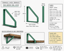 Load image into Gallery viewer, Sea Green - Ral 6000 Triangle Heavy Duty Metal Shelf Bracket
