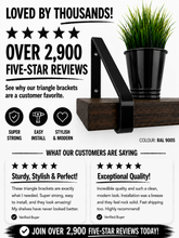 Load image into Gallery viewer, Gloss Black - Ral 9005 Triangle Heavy Duty Metal Shelf Bracket
