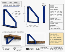 Load image into Gallery viewer, Marine Blue - Ral 5002 Triangle Heavy Duty Metal Shelf Bracket
