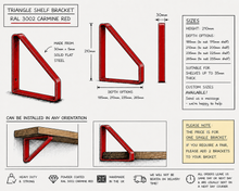 Load image into Gallery viewer, Cherry Red - Ral 3002 Triangle Heavy Duty Metal Shelf Bracket - Unique Metalcraft
