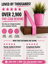 Load image into Gallery viewer, Pink - Ral 4003 Triangle Heavy Duty Metal Shelf Bracket - Unique Metalcraft
