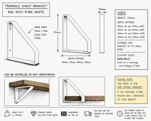 Load image into Gallery viewer, White - Ral 9010 Triangle Heavy Duty Metal Shelf Bracket - Unique Metalcraft
