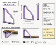 Load image into Gallery viewer, Lilac - Ral 4005 Triangle Heavy Duty Metal Shelf Bracket - Unique Metalcraft
