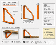 Load image into Gallery viewer, Orange - Ral 2000 Triangle Heavy Duty Metal Shelf Bracket - Unique Metalcraft
