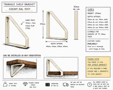 Load image into Gallery viewer, Cream - Ral 9001 Triangle Heavy Duty Metal Shelf Bracket

