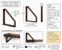 Load image into Gallery viewer, Antique Black Copper - Triangle Heavy Duty Metal Shelf Bracket
