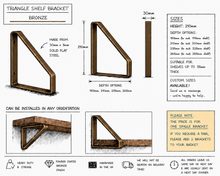Load image into Gallery viewer, Bronze - Triangle Heavy Duty Metal Shelf Bracket

