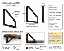 Load image into Gallery viewer, Matte Black - Triangle Heavy Duty Metal Shelf Bracket
