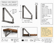 Load image into Gallery viewer, Raw Steel - Matte Lacquer - Triangle Heavy Duty Metal Shelf Bracket
