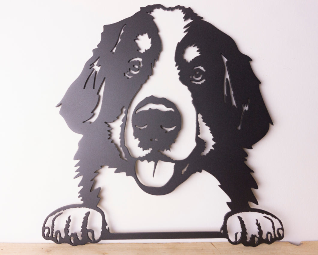 Bernese Mountain Dog Peeping Dog Wall Art / Garden Art - Unique Metalcraft