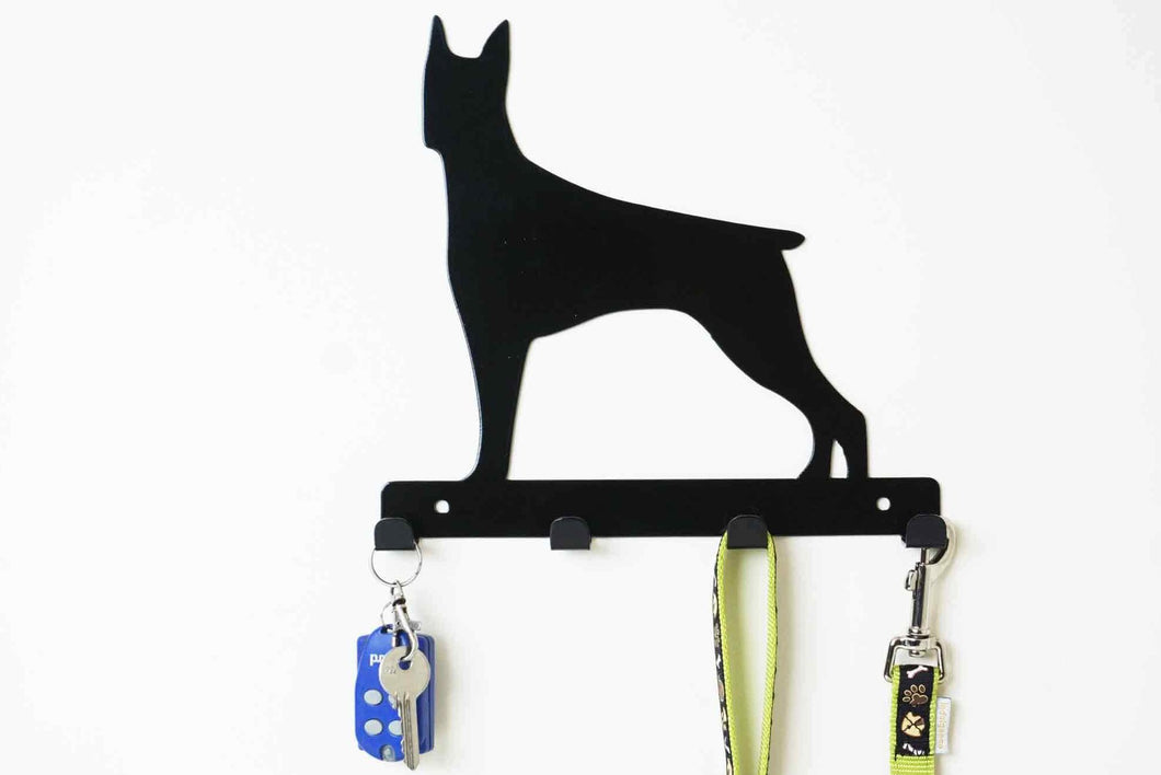 Doberman - Dog Lead / Key Holder, Hanger, Hook - Unique Metalcraft