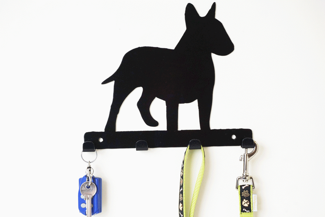 Bull Terrier - Dog Lead / Key Holder, Hanger, Hook - Unique Metalcraft