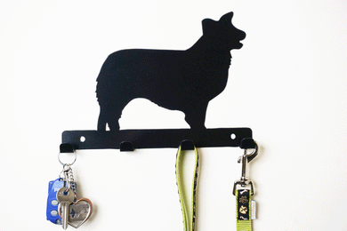Collie  - Dog Lead / Key Holder, Hanger, Hook - Unique Metalcraft
