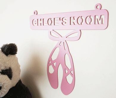 Beautiful Ballet Shoes - Personalised childs bedroom sign - Unique Metalcraft
