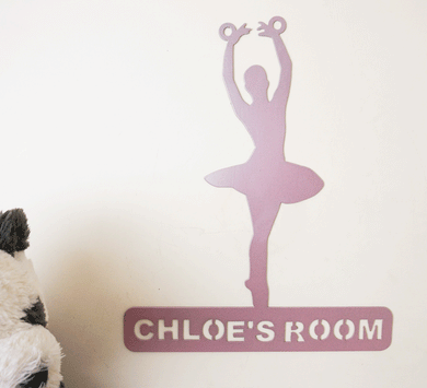 Beautiful Ballerina - Personalised bedroom sign - Unique Metalcraft