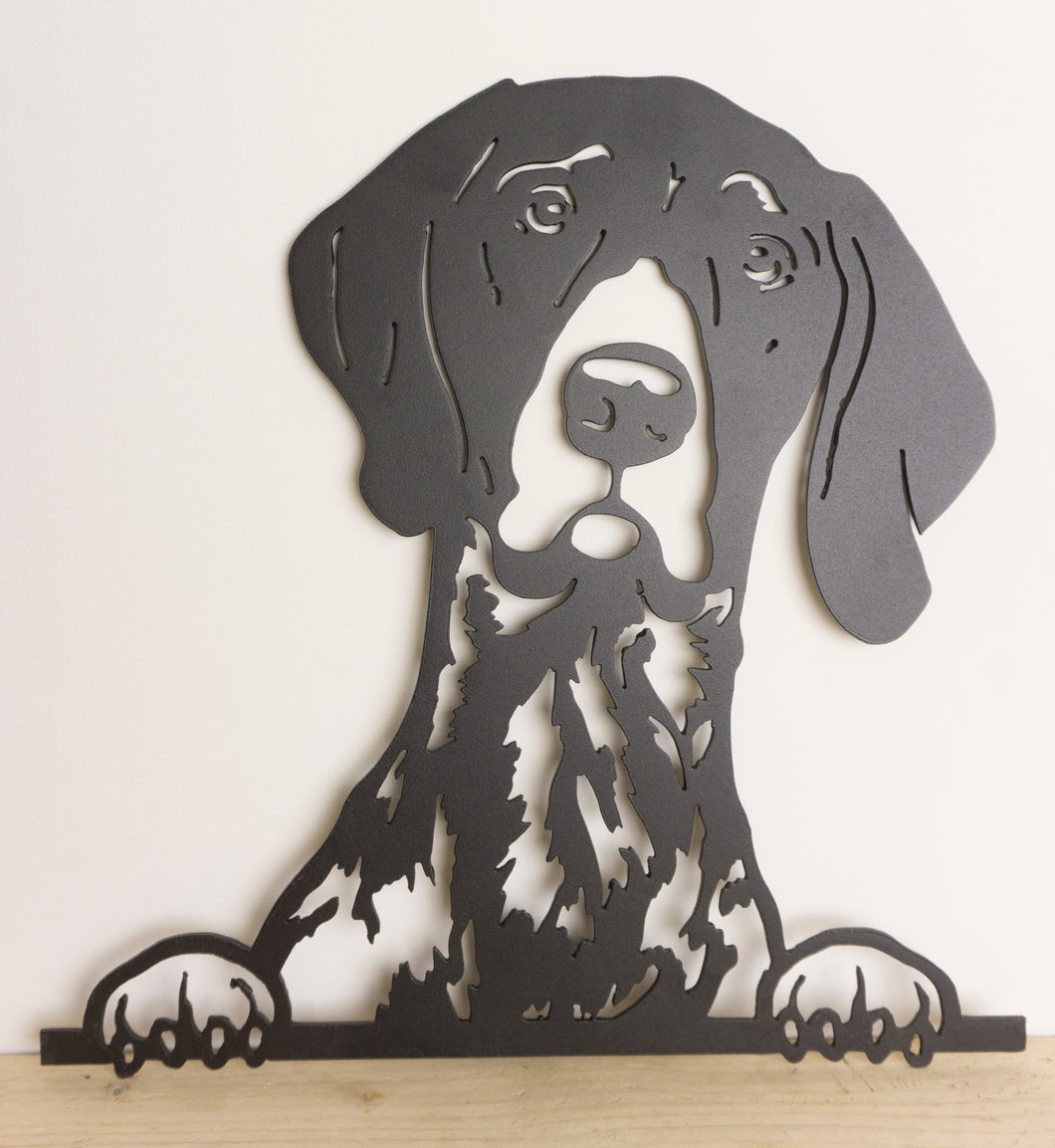 German Short Haired Pointer Peeping Dog Wall Art / Garden Art - Unique Metalcraft