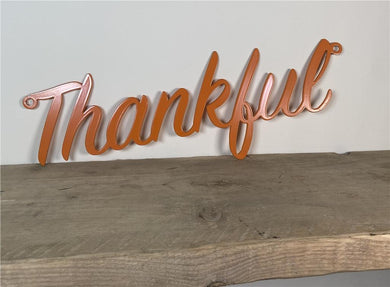 'Thankful' - Steel Metal Hanging Sign Wall Art - Unique Metalcraft
