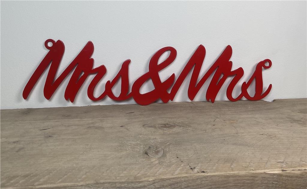 'Mrs & Mrs' - Steel Metal Hanging Sign Wall Art - Unique Metalcraft