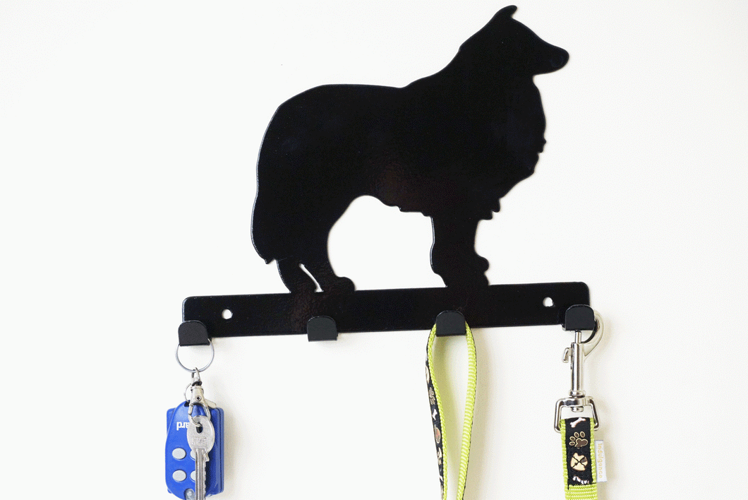 Rough Collie - Dog Lead / Key Holder, Hanger, Hook - Unique Metalcraft