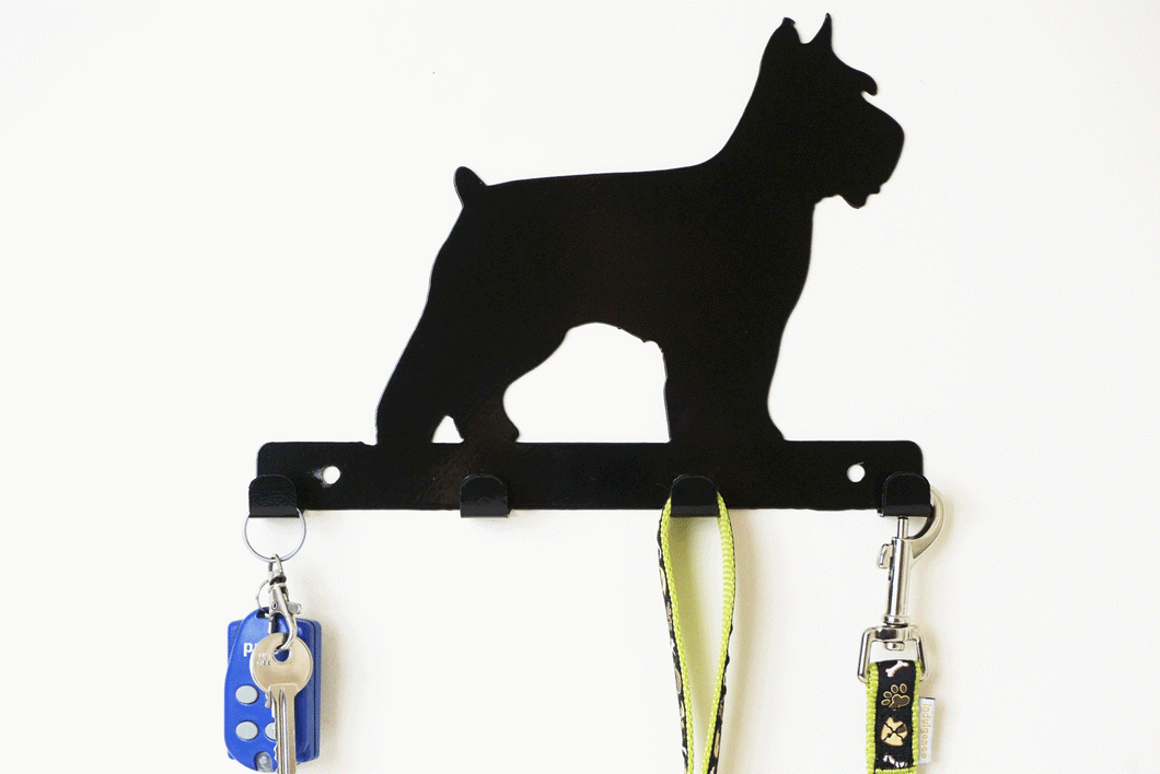 Schnauzer  - Dog Lead / Key Holder, Hanger, Hook - Unique Metalcraft