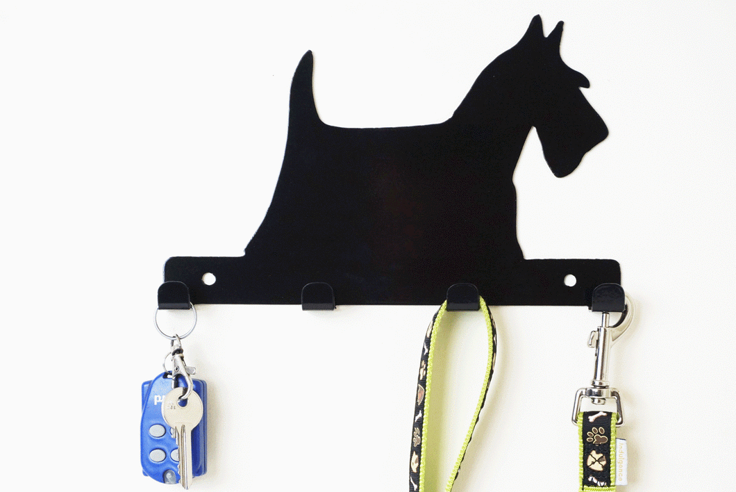 Scottish Terrier  - Dog Lead / Key Holder, Hanger, Hook - Unique Metalcraft