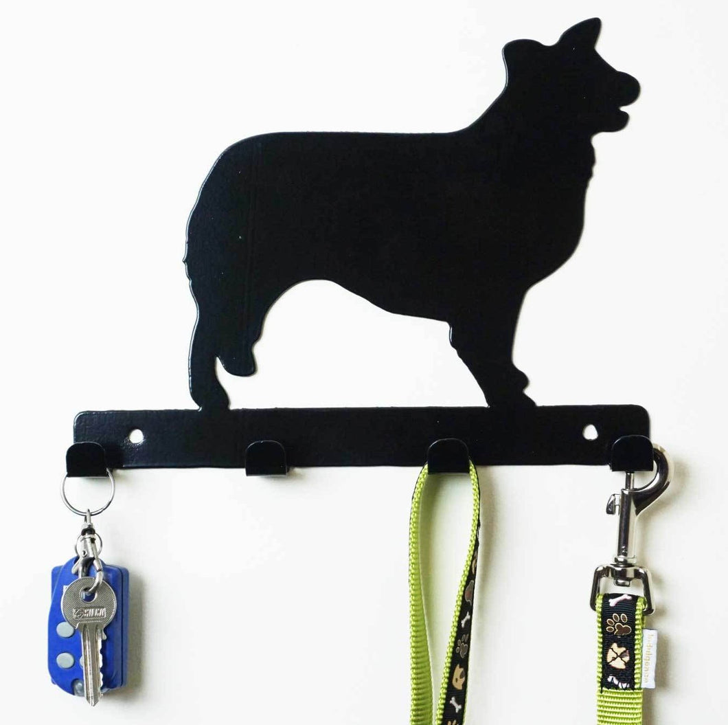 Border Collie - Dog Lead / Key Holder, Hanger, Hook - Unique Metalcraft
