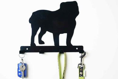 Bulldog  - Dog Lead / Key Holder, Hanger, Hook - Unique Metalcraft