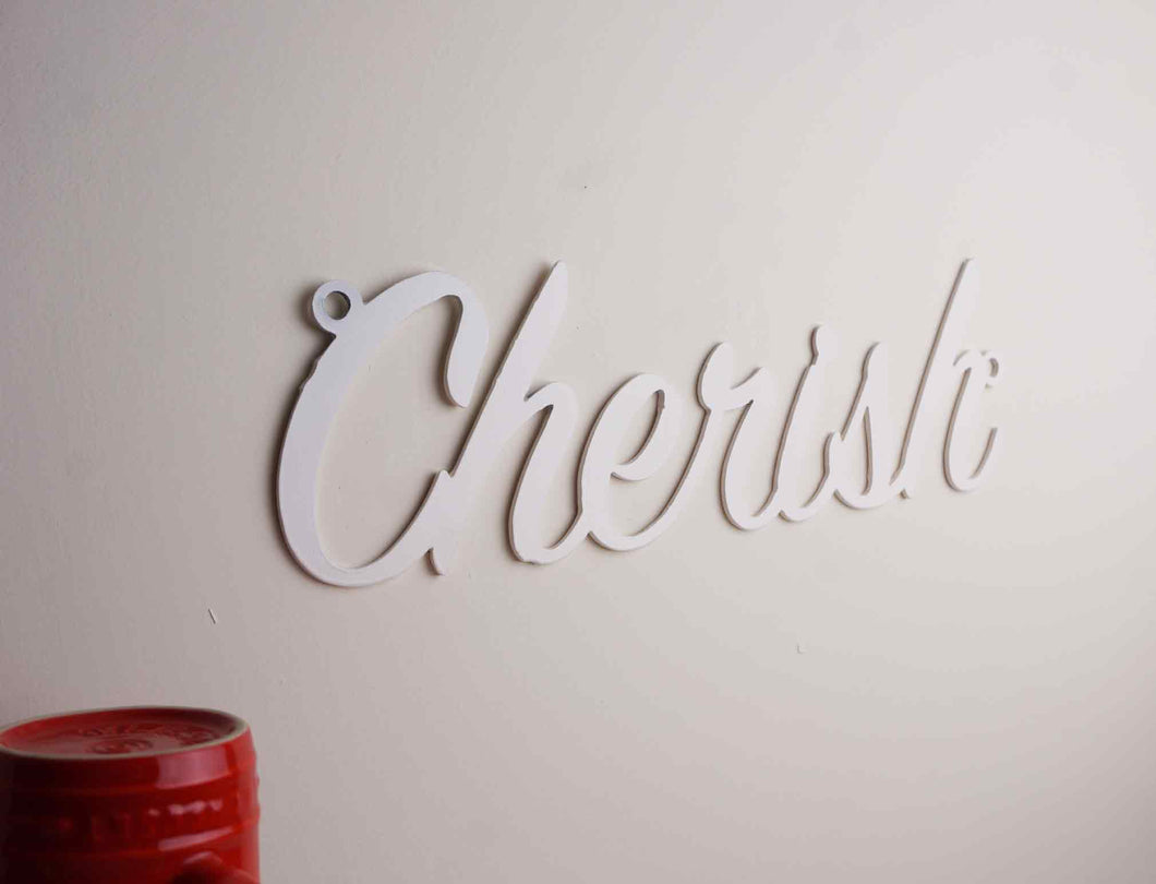'Cherish' Sign Metal Wall Art - Unique Metalcraft