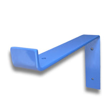 Load image into Gallery viewer, Pigeon Blue - RAL 5014 - scaffold board shelf brackets - 100mm - 325mm - Unique Metalcraft
