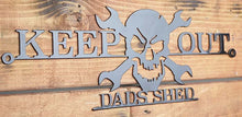 Load image into Gallery viewer, &#39;Keep Out Dad&#39;s Shed&#39; Sign Metal Wall Art - Unique Metalcraft
