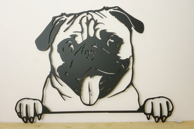 Pug Peeping Dog Wall Art / Garden Art - Unique Metalcraft