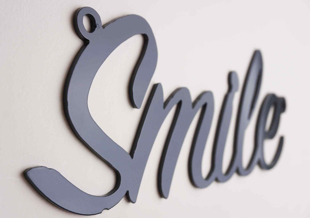 'Smile' Sign Metal Wall Art - Unique Metalcraft