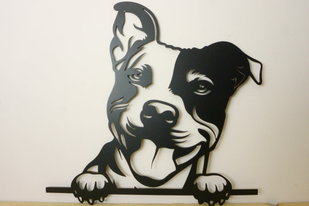 Staffordshire Bull Terrier Head Dog Wall Art / Garden Art - Unique Metalcraft